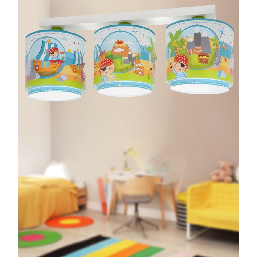 Dalber 60653 - Plafondlamp kinderkamer PIRAAT ISLAND 3xE27/15W/230V