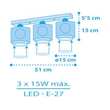 Dalber 60653 - Plafondlamp kinderkamer PIRAAT ISLAND 3xE27/15W/230V