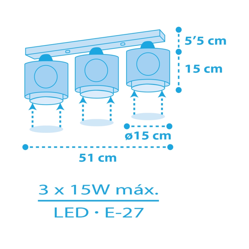 Dalber 60653 - Plafondlamp kinderkamer PIRAAT ISLAND 3xE27/15W/230V