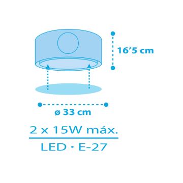 Dalber 60656 - Plafondlamp kinderkamer PIRAAT ISLAND 2xE27/15W/230V