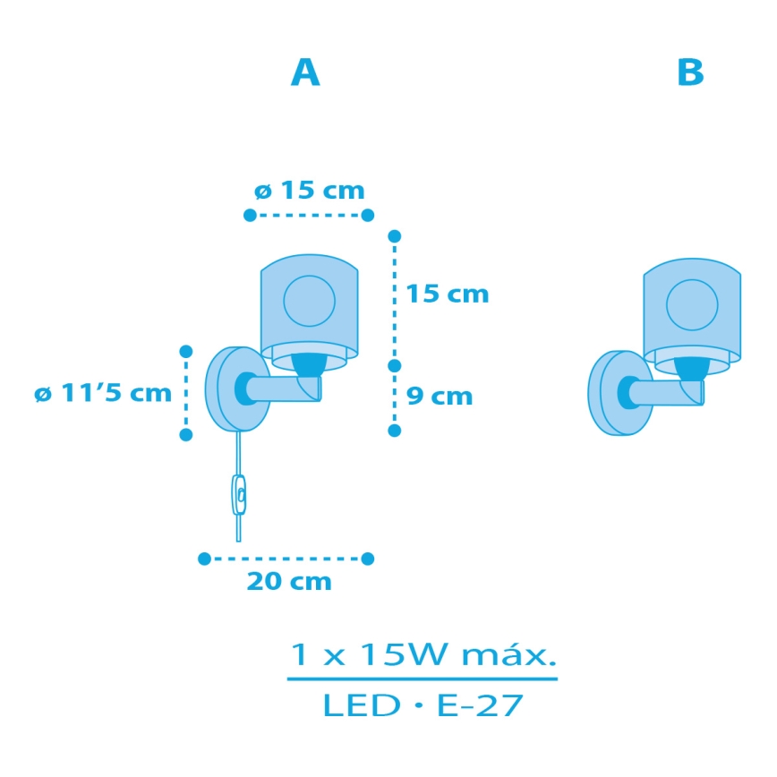 Dalber 60659 - Wandlamp voor kinderen PIRAAT ISLAND 1xE27/15W/230V