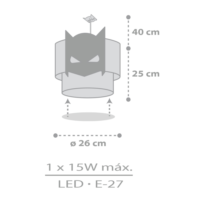 Dalber 61802 - Hanglamp voor kinderen DARK HERO 1xE27/15W/230V