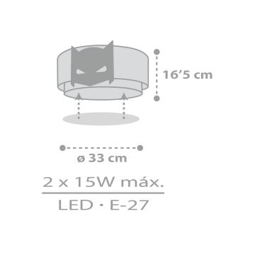 Dalber 61806 - Plafondlamp kinderkamer DARK HERO 2xE27/15W/230V