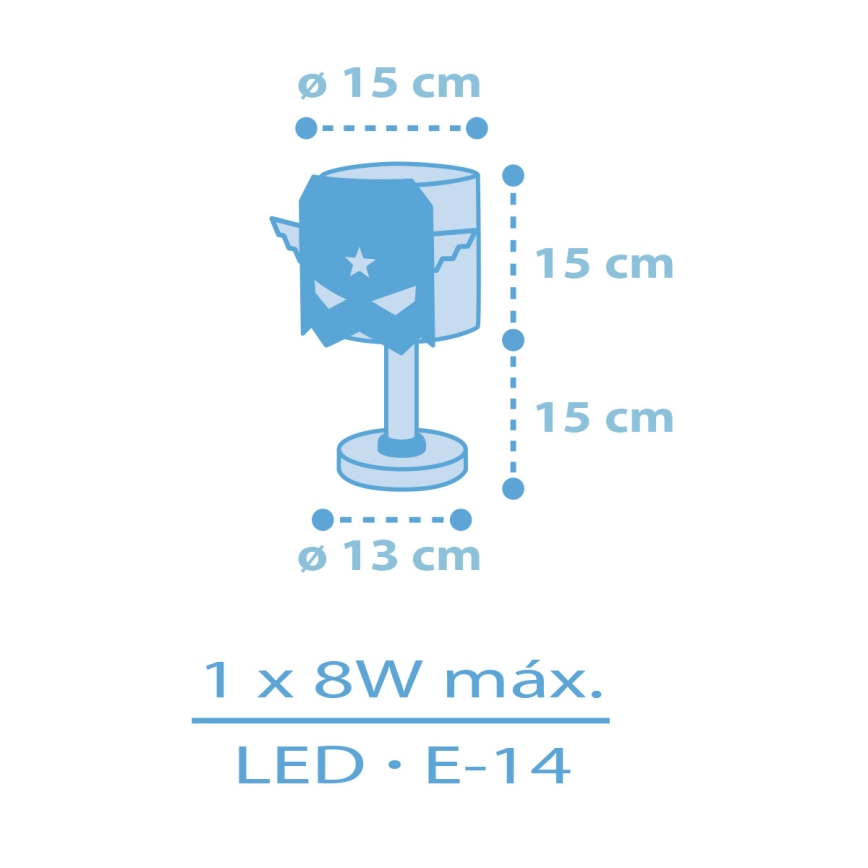 Dalber 61811 - Kleine kinderlamp BLAUW HERO 1xE14/8W/230V