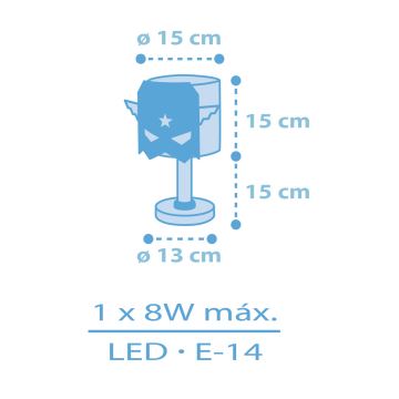 Dalber 61811 - Lampe enfant BLEU HERO 1xE14/8W/230V