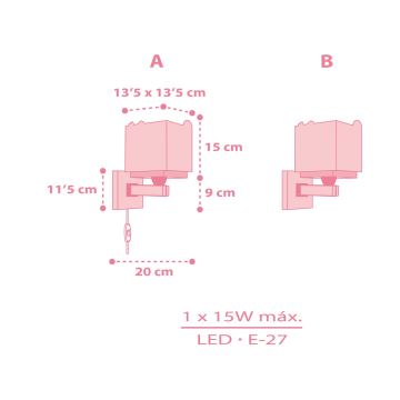 Dalber 63119S - Wand Lamp voor Kinderen JUNGLE 1xE27/60W/230V roze