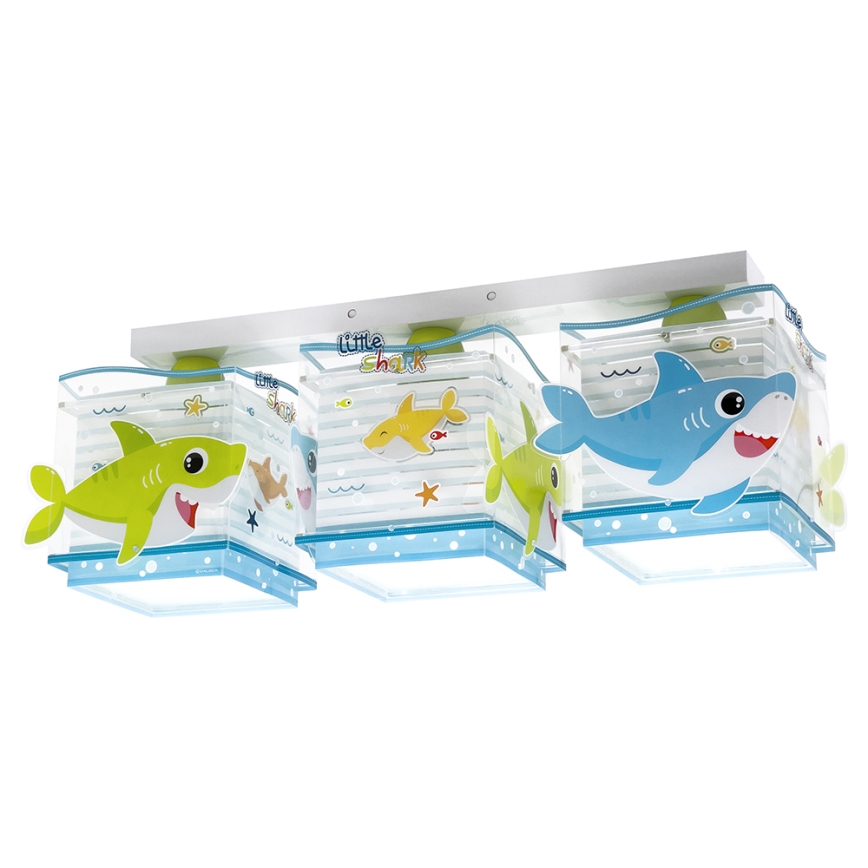 Dalber 63473 - Plafondlamp voor Kinderen BABY SHARK 3xE27/60W/230V