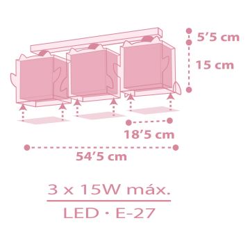 Dalber 64483 - Plafonnier enfant LITTLE FRIENDS 3xE27/15W/230V