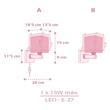 Dalber 64489 - Wandlamp voor kinderen LITTLE FRIENDS 1xE27/15W/230V