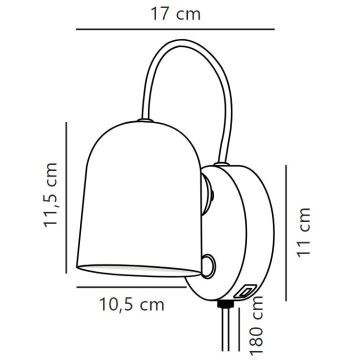 DFTP by Nordlux - Wandspot met USB port ANGLE 1xGU10/25W/230V wit