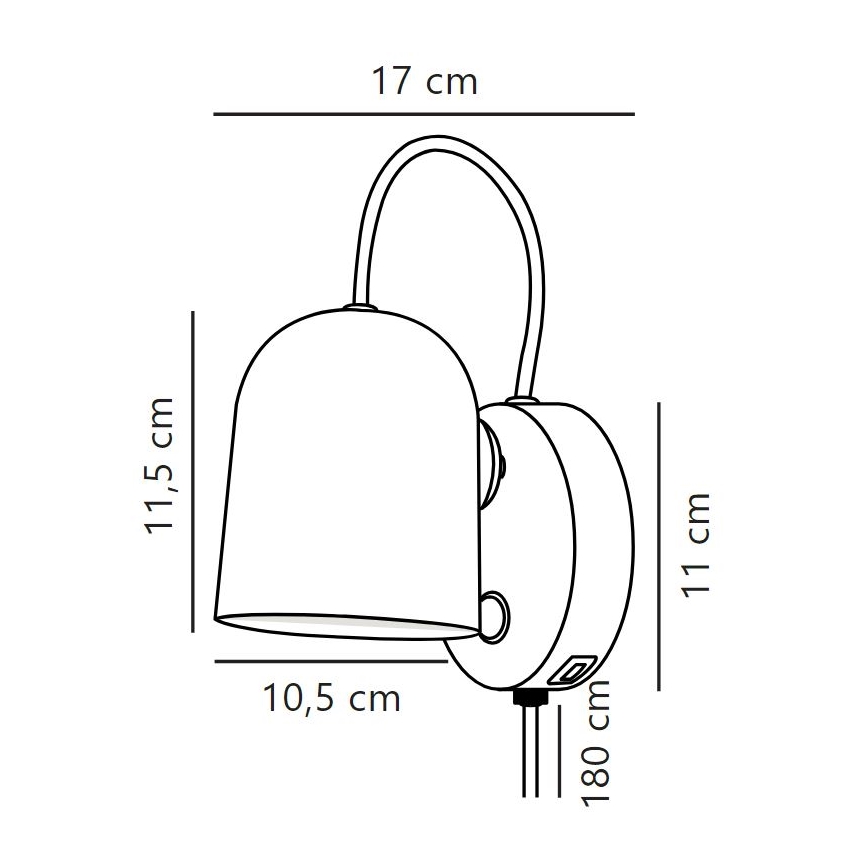 DFTP by Nordlux - Wandspot met USB port ANGLE 1xGU10/25W/230V wit