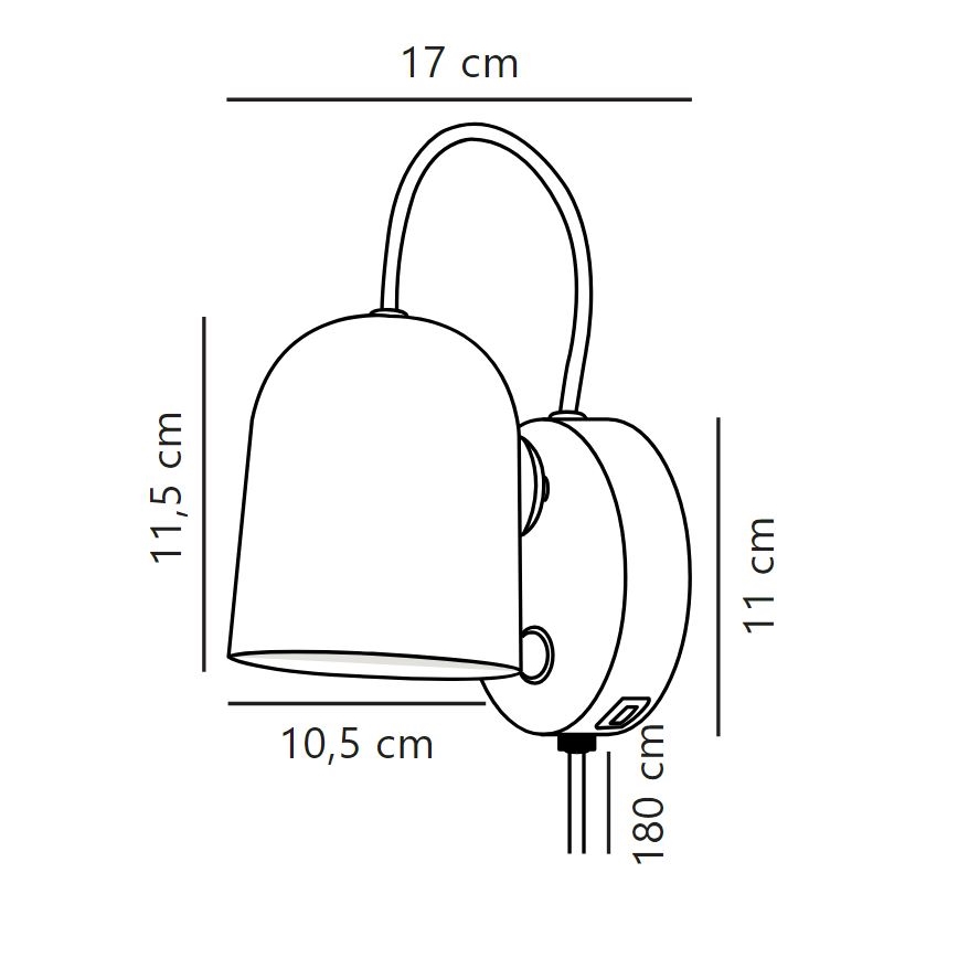 DFTP by Nordlux - Wandspot met USB port ANGLE 1xGU10/25W/230V zwart