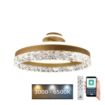 Dimbare LED bevestigde hanglamp LED/86W/230V 3000-6500K goud + afstandsbediening