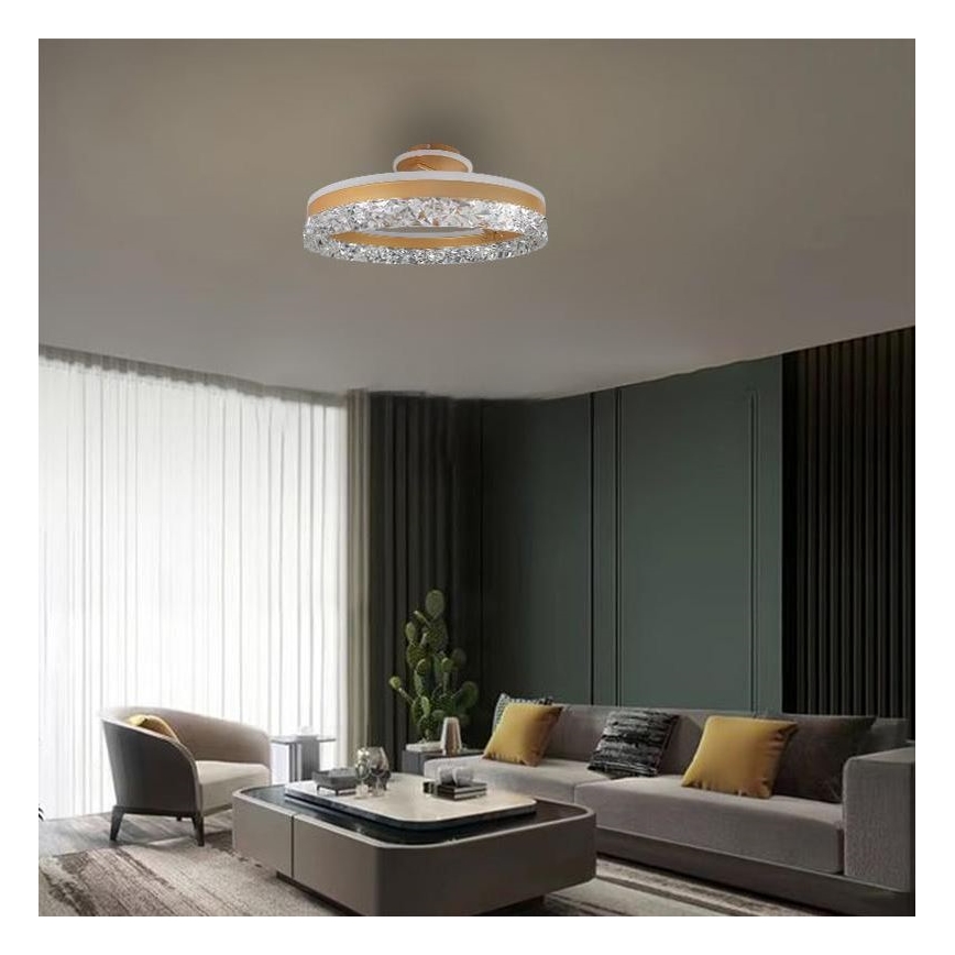 Dimbare LED bevestigde hanglamp LED/86W/230V 3000-6500K goud + afstandsbediening