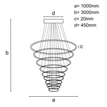 Dimbare LED hanglamp aan een koord LED/365W/230V 3000-6500K + afstandsbediening