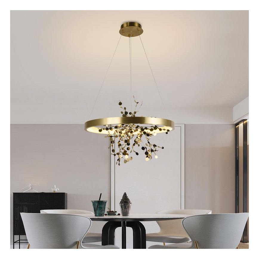 Dimbare LED hanglamp aan een koord LED/40W/230V 3000-6500K goud + afstandsbediening