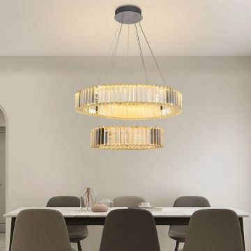 LED Dimbaar kristal Hanglamp aan een touw LED/65W/230V 3000-6500K chroom + afstandsbediening