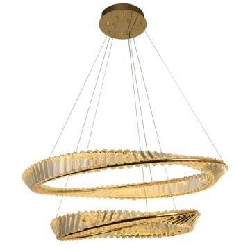 LED Dimbaar kristal Hanglamp aan een touw LED/90W/230V 3000-6500K goud/chroom + afstandsbediening