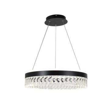 LED Dimbaar kristal Hanglamp aan een touw LED/90W/230V 3000-6500K zwart + afstandsbediening