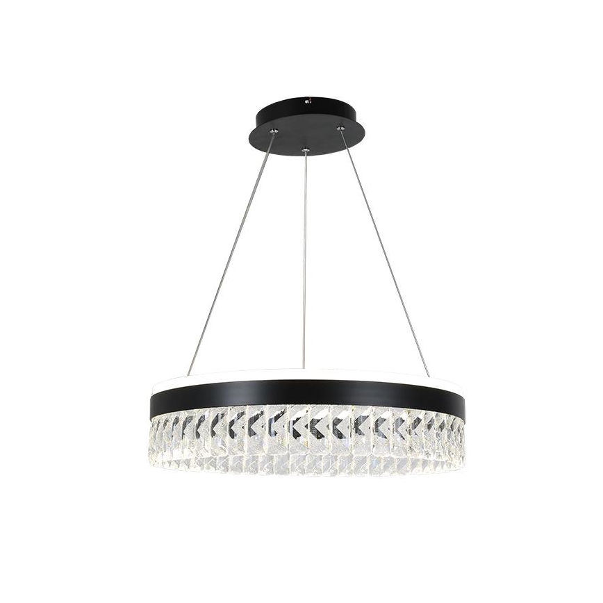 LED Dimbaar kristal Hanglamp aan een touw LED/90W/230V 3000-6500K zwart + afstandsbediening