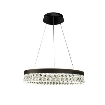 LED Dimbaar kristal Hanglamp aan een touw LED/90W/230V 3000-6500K zwart + afstandsbediening