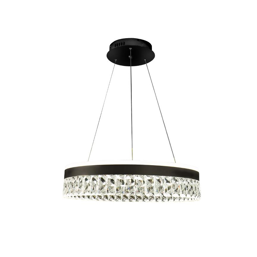 LED Dimbaar kristal Hanglamp aan een touw LED/90W/230V 3000-6500K zwart + afstandsbediening