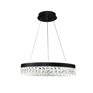 LED Dimbaar kristal Hanglamp aan een touw LED/90W/230V 3000-6500K zwart + afstandsbediening