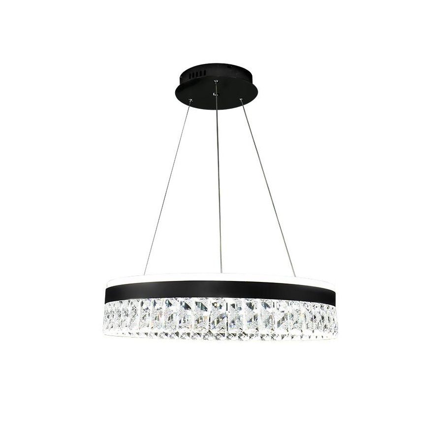 LED Dimbaar kristal Hanglamp aan een touw LED/90W/230V 3000-6500K zwart + afstandsbediening