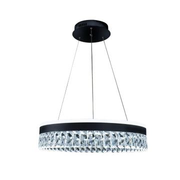 LED Dimbaar kristal Hanglamp aan een touw LED/90W/230V 3000-6500K zwart + afstandsbediening