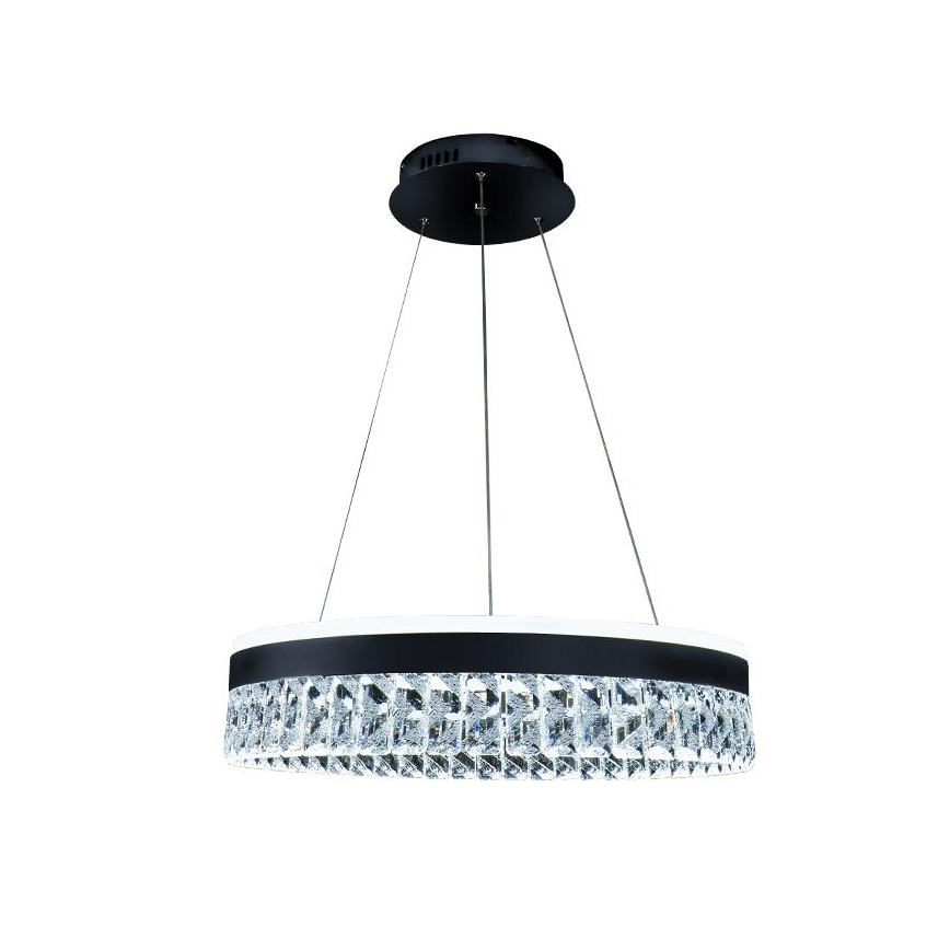 LED Dimbaar kristal Hanglamp aan een touw LED/90W/230V 3000-6500K zwart + afstandsbediening