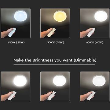 Dimbare LED Plafondlamp LED/40W/230V 3000K/4000K/6500K + afstandsbediening