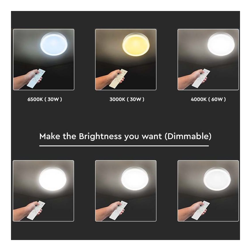 Dimbare LED Plafondlamp LED/40W/230V 3000K/4000K/6500K + afstandsbediening