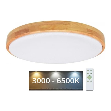 Dimbare LED plafondlamp LENA LED/60W/230V 3000-6500K eiken + afstandsbediening