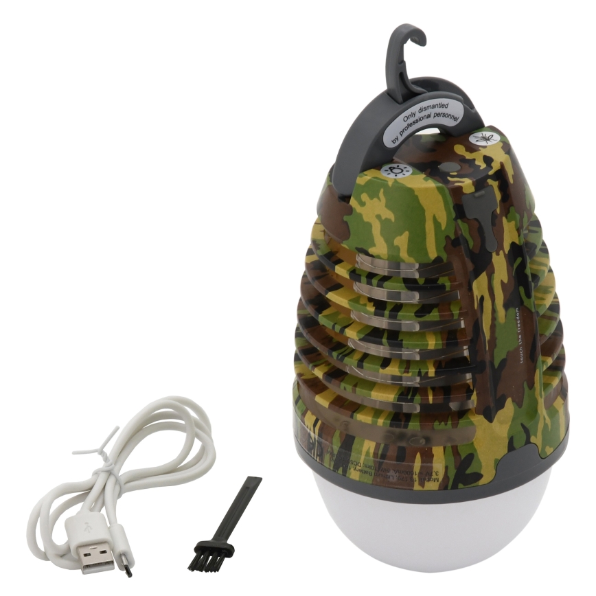 Draagbare Oplaadbare LED Lamp met Insecten LED/2W/3,7V 1800 mAh IPX4 camouflage