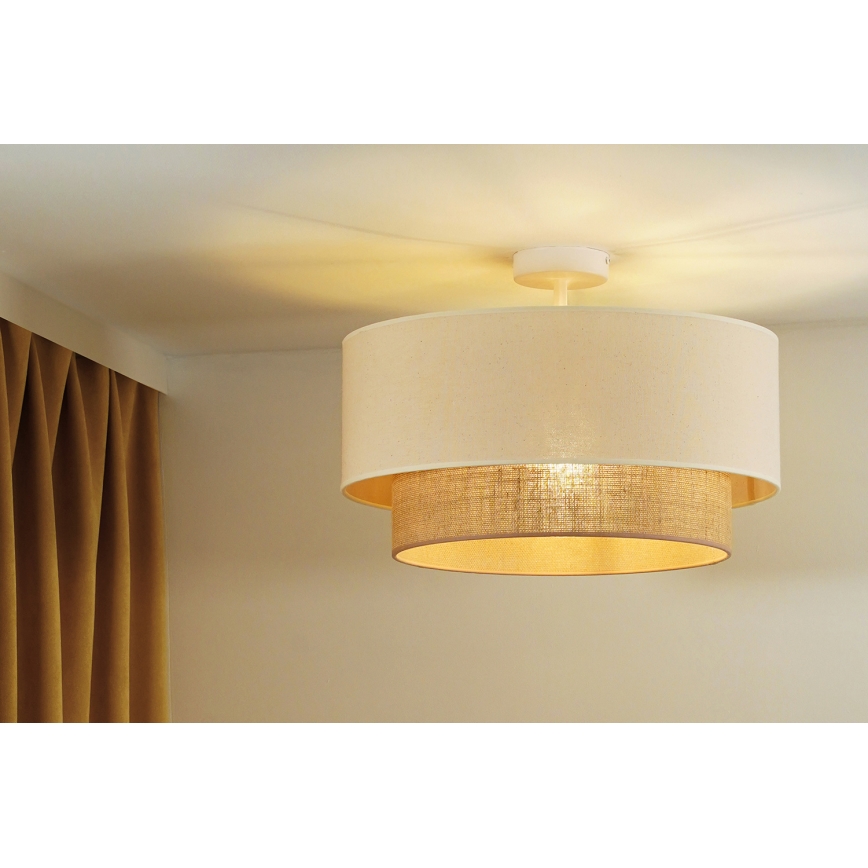 Duolla - Bevestigde hanglamp BOHO 1xE27/15W/230V crème/bruin