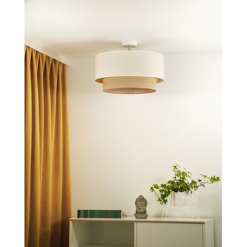 Duolla - Bevestigde hanglamp BOHO 1xE27/15W/230V crème/bruin