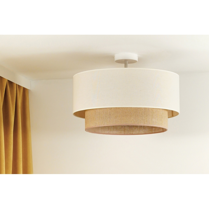 Duolla - Bevestigde hanglamp BOHO 1xE27/15W/230V crème/bruin