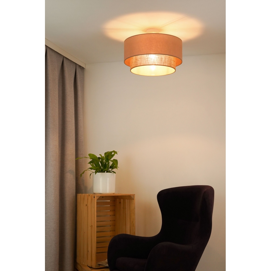 Duolla - Bevestigde hanglamp  BOHO 1xE27/15W/230V diameter 45 cm beige/bruin