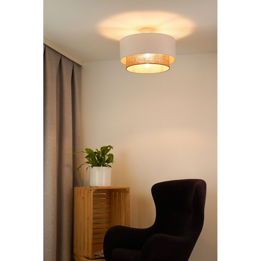 Duolla - Bevestigde hanglamp  BOHO 1xE27/15W/230V diameter 45 cm wit/bruin