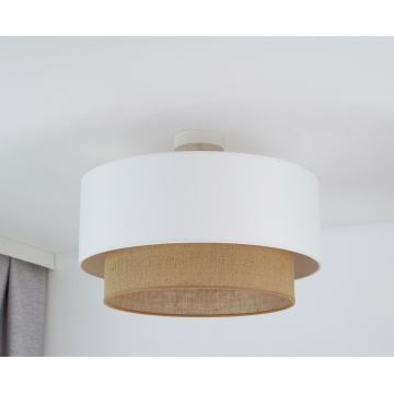 Duolla - Bevestigde hanglamp  BOHO 1xE27/15W/230V diameter 45 cm wit/bruin