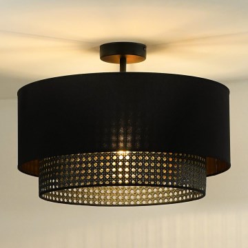 Duolla - Bevestigde hanglamp BOHO RATTAN 1xE27/15W/230V zwart