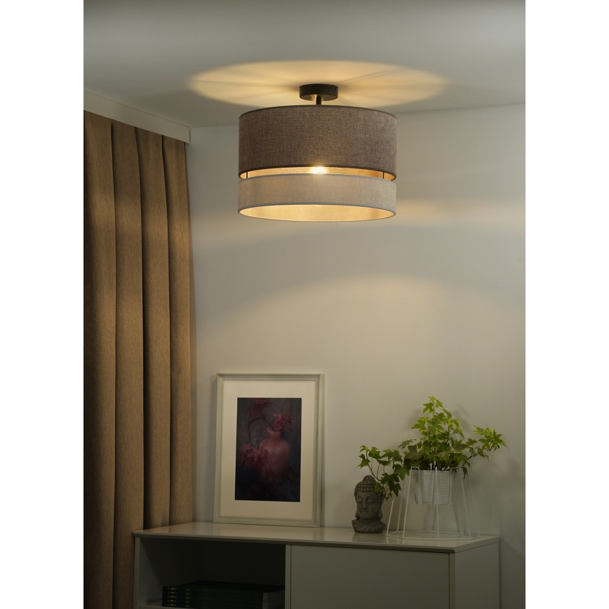 Duolla - Bevestigde hanglamp DOUBLE 1xE27/15W/230V bruin/grijs