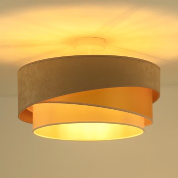 Duolla - Bevestigde hanglamp KOBO 1xE27/15W/230V diameter 45 cm beige/goud/crème