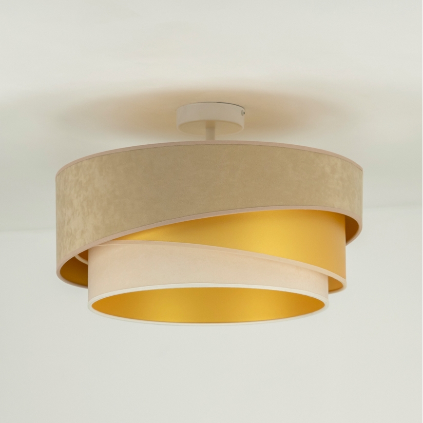 Duolla - Bevestigde hanglamp KOBO 1xE27/15W/230V diameter 45 cm beige/goud/crème