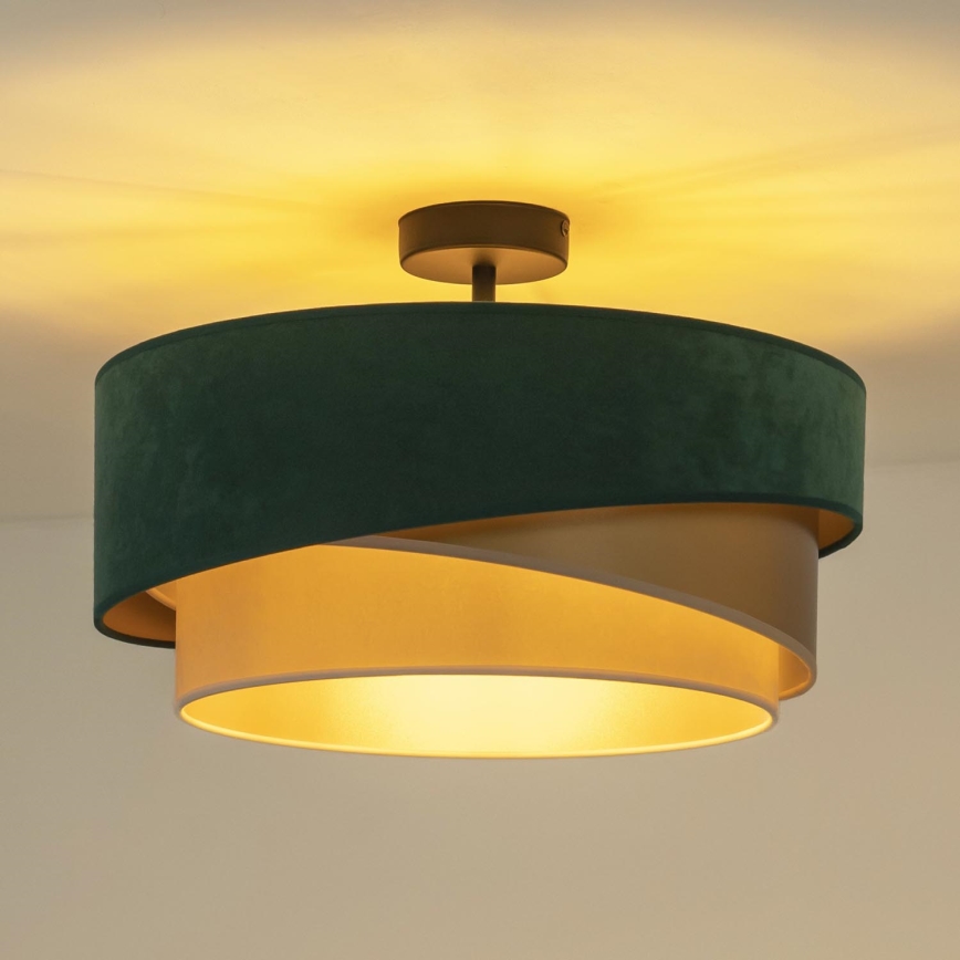 Duolla - Bevestigde hanglamp KOBO 1xE27/15W/230V diameter 45 cm groen/goud/crème