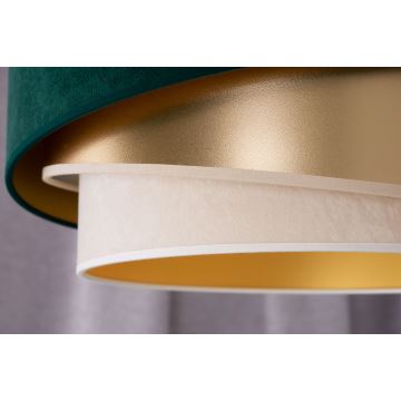 Duolla - Bevestigde hanglamp KOBO 1xE27/15W/230V diameter 45 cm groen/goud/crème