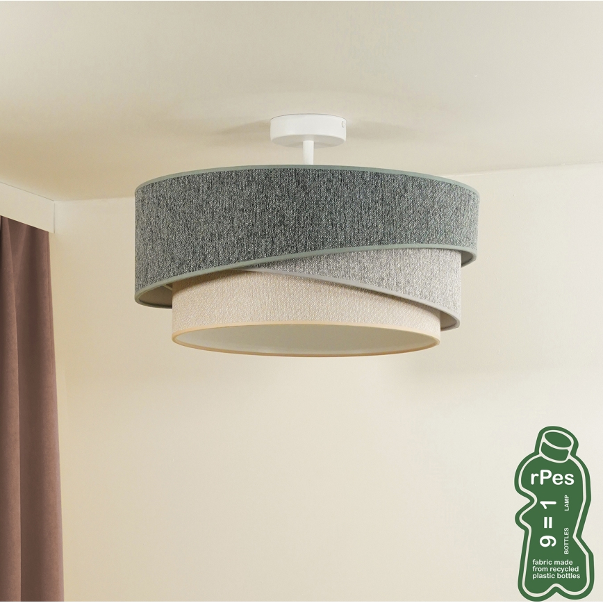 Duolla - Bevestigde hanglamp KOBO ECO RECYCLING 1xE27/15W/230V groen/grijs/crème