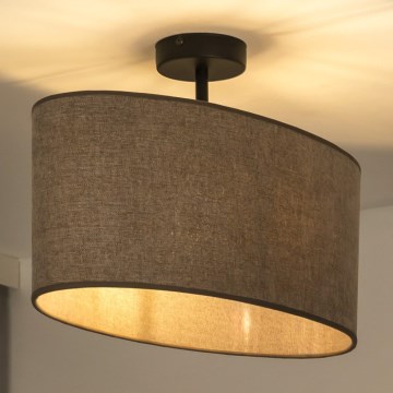 Duolla - Bevestigde hanglamp OVAL 1xE27/15W/230V bruin