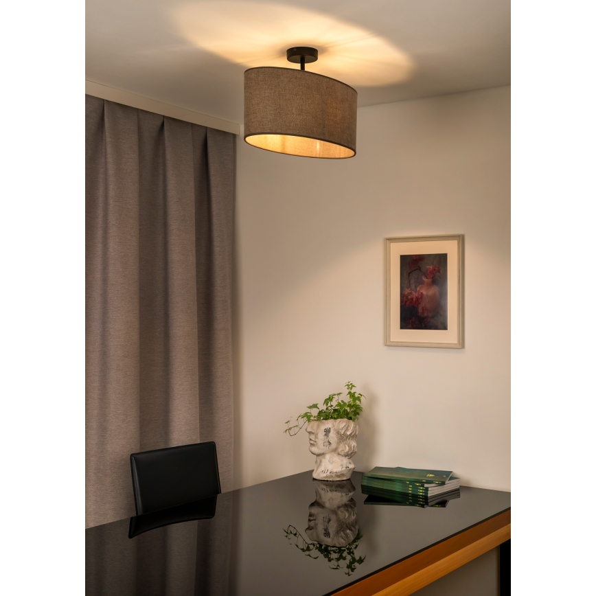 Duolla - Bevestigde hanglamp OVAL 1xE27/15W/230V bruin