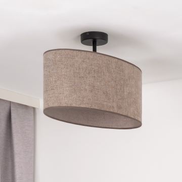 Duolla - Bevestigde hanglamp OVAL 1xE27/15W/230V bruin